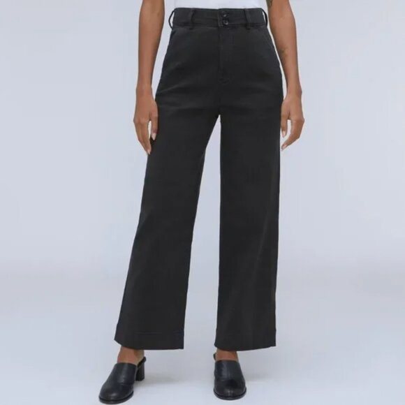NWT Everlane The Organic Wide Leg Pant Womens 6 Black - Picture 1 of 12